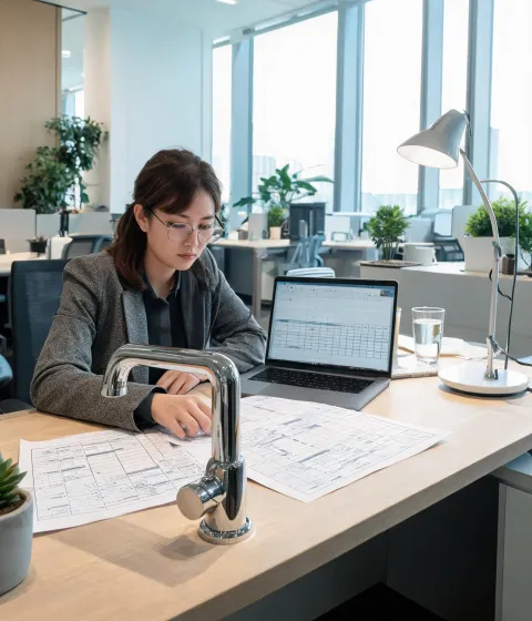 Grohe project coordinator at desk
