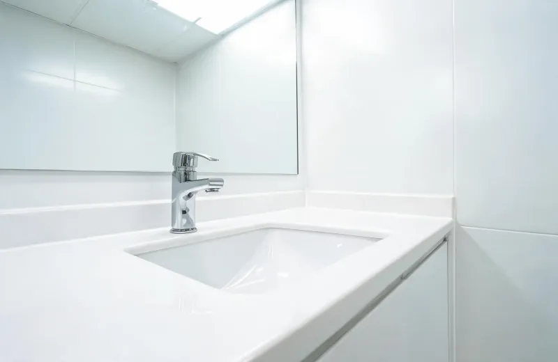 Healthcare lavatory with lever faucet
